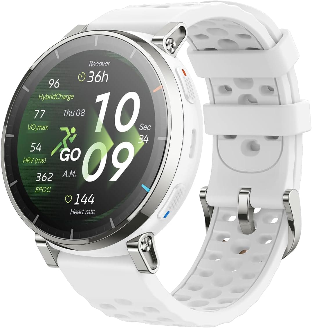 Amazfit Active 3 Premium Aero White Smart Watch with AMOLED Display, GPS, Bluetooth Calling, AI Fitness Coach, Health Monitoring, Sports Modes & Long Battery Life