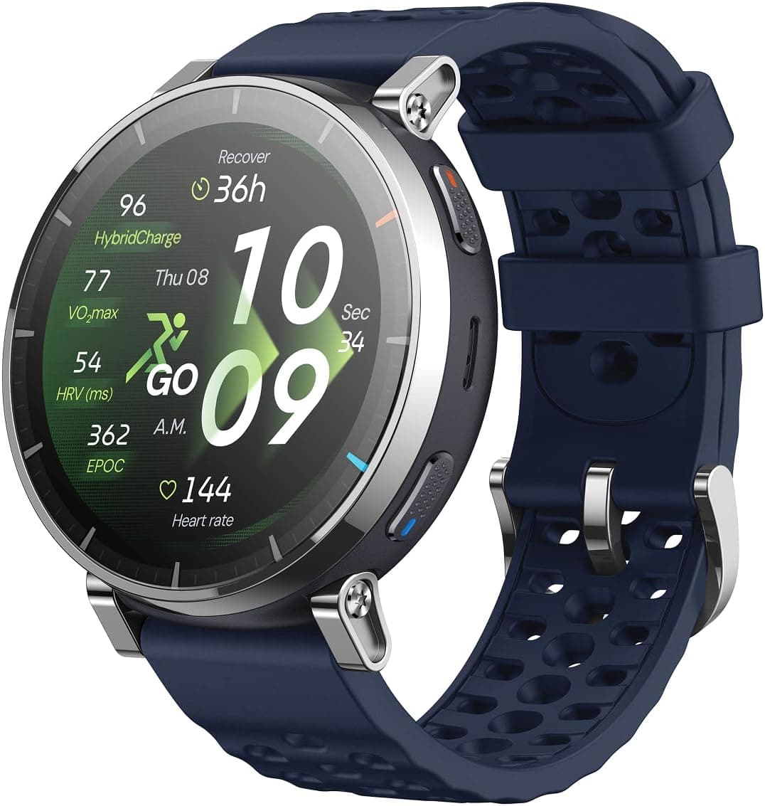 Amazfit Active 3 Premium Atlas Blue Smart Watch with AMOLED Display, GPS, Bluetooth Calling, AI Fitness Coach, Health Monitoring, Sports Modes & Long Battery Life