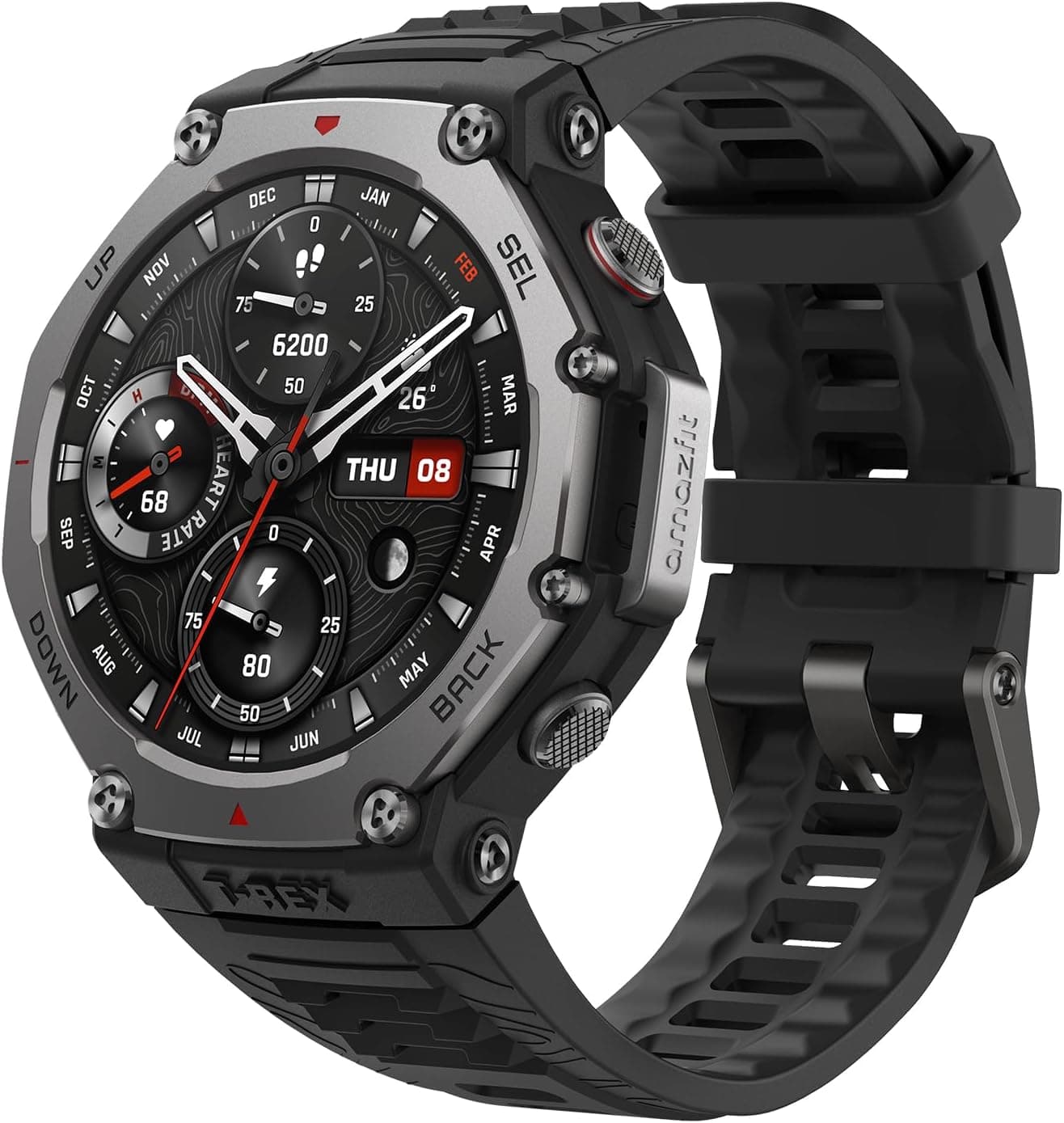 Amazfit T-Rex 3 Rugged GPS Smart Watch 48mm Onyx , Military-Grade Outdoor Smartwatch with AMOLED Display, Dual-Band GPS, Bluetooth Calling, 170+ Sports Modes & Advanced Health Tracking