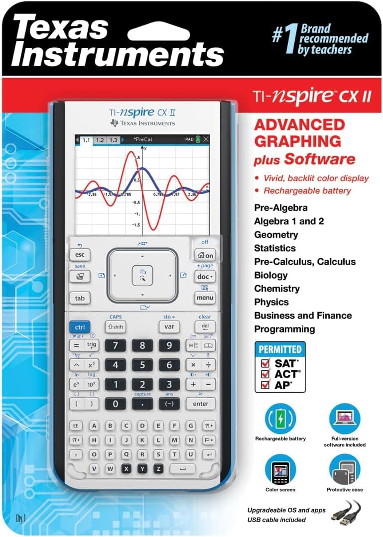 Texas Instruments TI-Nspire CX II Color Graphing Calculator with Student Software (PCMac)