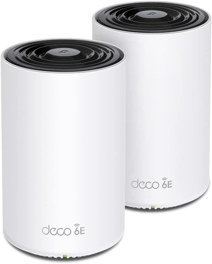 Tp-Link Deco XE75 Pro (2 Pack)-AXE5400 Tri-Band Mesh Wi-Fi 6E System|6 GHz Port|Speed 5,400 Mbps|Connect up to 200 Devices|AI-Driven|2.5 Gbps Wired Performance|Coverage up to 5,500 ft²