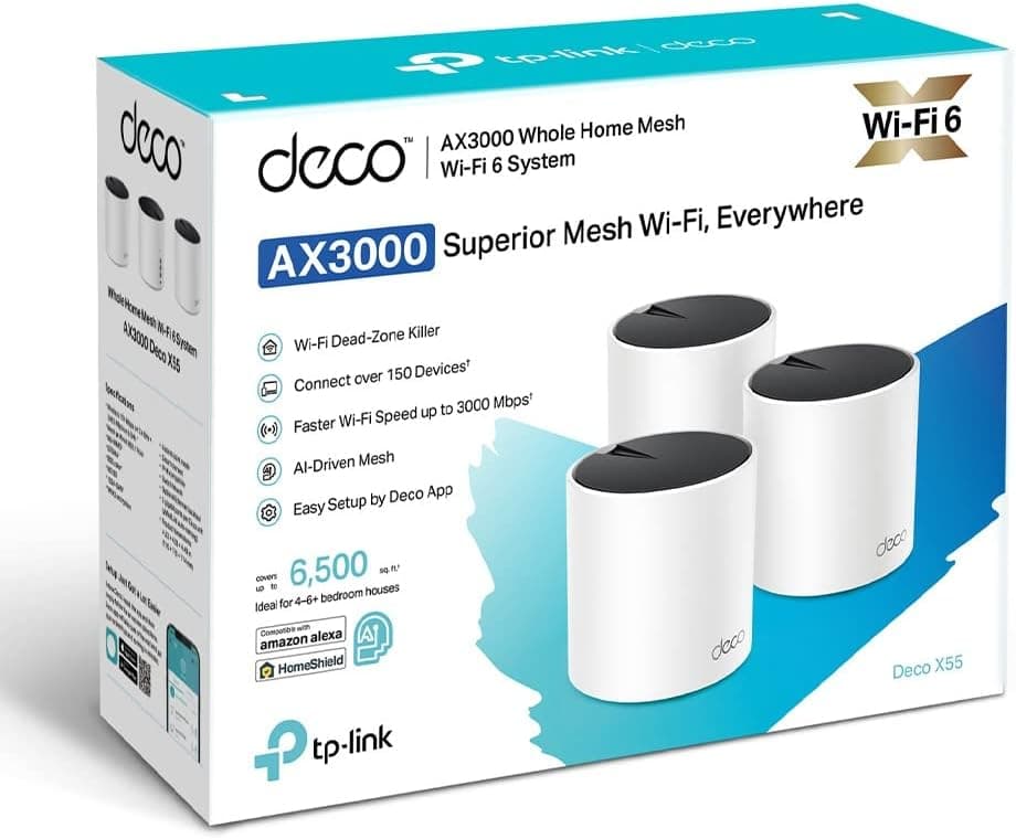 TP-Link Deco X55 Mesh Wi Fi, 3 Pack, Deco X55(3-pack)