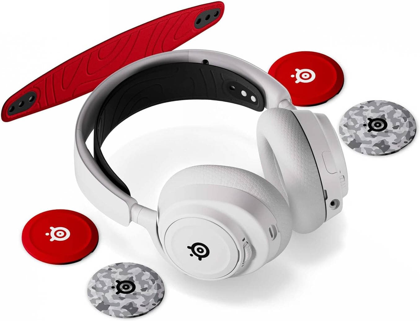SteelSeries Arctis Nova 7P White Wireless Gaming Headset + Multi-Booster Pack Add-Ons, Mobile App Control, 38 HR Battery, Neodymium Magnetic Drivers, 2.4GHz/Bluetooth, White | 61562